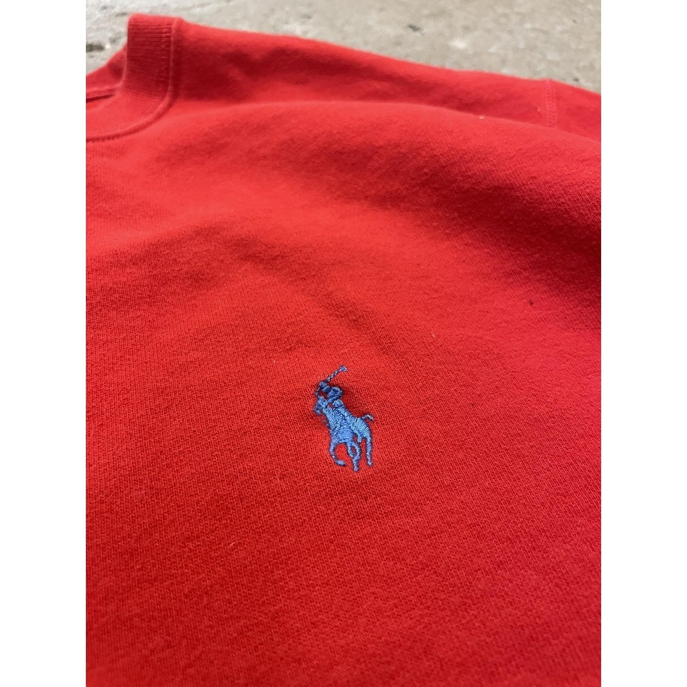 Polo Ralph Lauren Sweatshirt Mens Large Red Crewneck Pullover Blue Pony Made USA - Picture 5 of 16